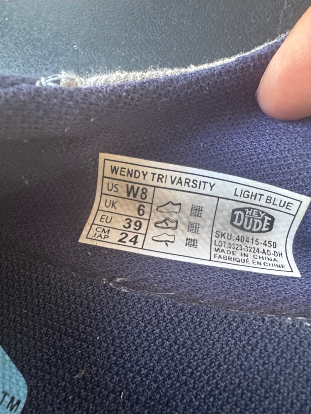 Hey Dude Two-Tone Navy and Gray Slip-On Sneakers - Picture 3 of 3
